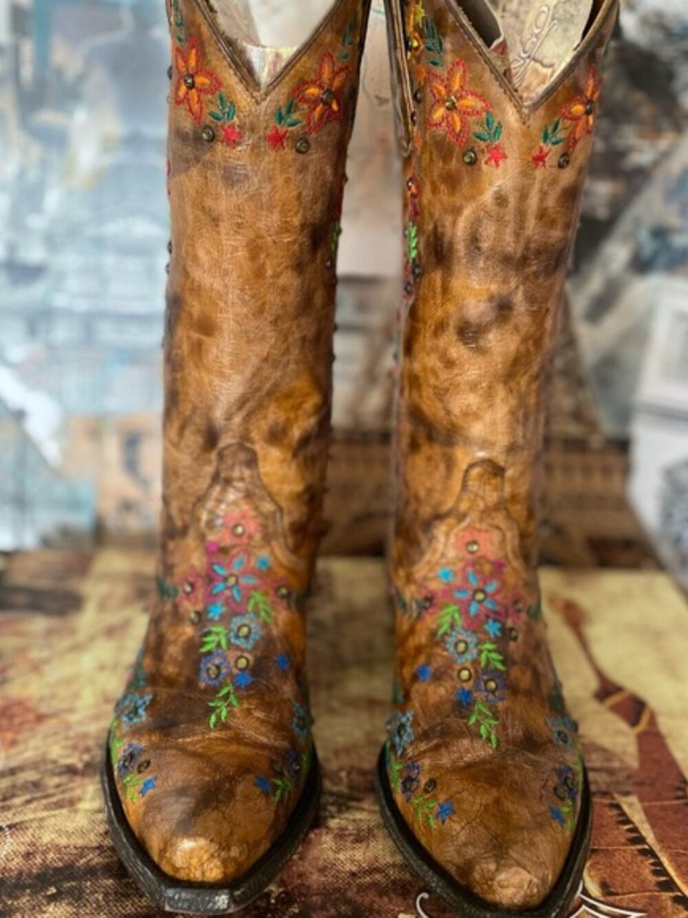 Old Gringo Sozey Swarovski Studded Brass Leather Boots Women's 7B NEW IN BOX - Picture 2 of 11